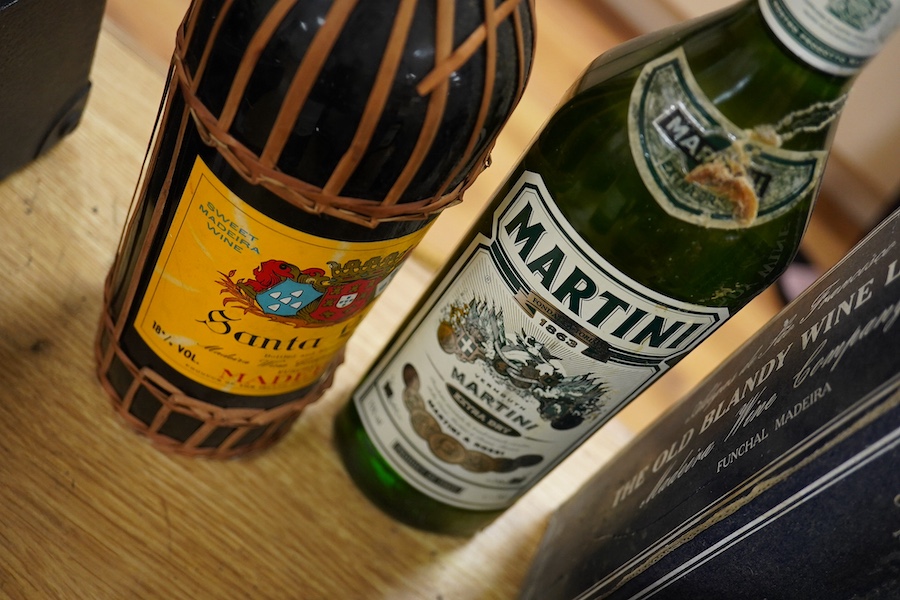 A collection of various alcoholic drinks to include port, rum, Madeira etc. Condition - fair, storage history unknown